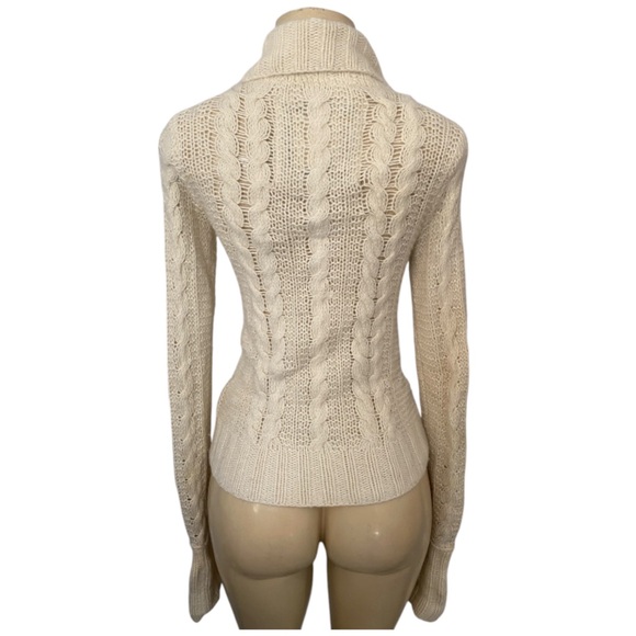 Ruehl 925 Y2K Cream Wool Cashmere Blend Button Up Cable Knit Sweater Size Medium - Picture 5 of 10